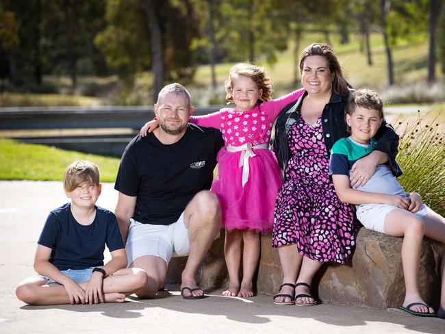 Ivy with her parents Nicole and Corey, and brothers Jaiden, 11, and Mason, 9. Picture: Mark Stewart