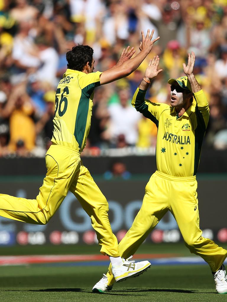 Starc wheels off in celebration.