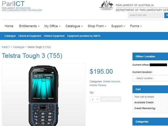 Telstra Tough T55 device available on the ParlICT system. Picture: Supplied.