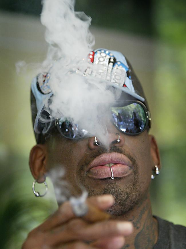 Dennis Rodman in Melbourne with a Havana cigar.