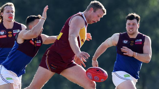 Alden Meale in action for Lower Plenty. Picture: George Salpigtidis