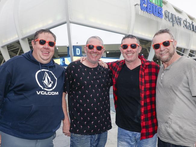 Matt Hecker, Chris Goodchild, Dave and Ryan LÃ•Huillier before the Titans V The Melbourne Storm at CBUS Stadium. Picture: Glenn Campbell