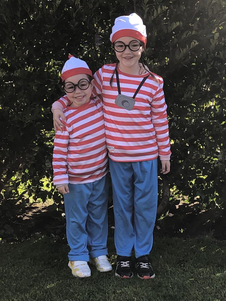 Imogen and Charlotte Barrow dressed up as Where’s Wally?.