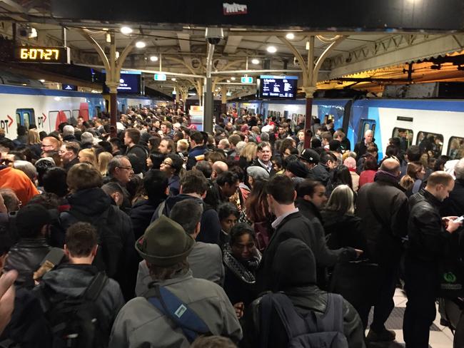 Commuter chaos at Flinders St station earlier this year. Picture: Cheryl Critchley