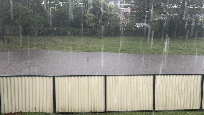 Flash flooding on Priestdale Road, Rochedale. Picture: Facebook/Sarah Vieira