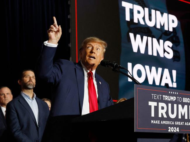 Donald Trump’s dominant win in the Iowa caucuses has him in the box seat to claim the Republican nomination. Picture: Chip Somodevilla (Getty Images via AFP)