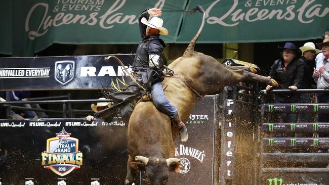 *BEST OF SPORT 2019*Budd Williamson rides Rata Tat Tat. 2019 PBR Australian Grand Finals in Townsville, Queensland. Picture: Alix Sweeney