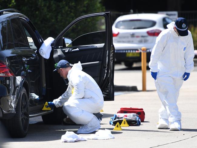 The scene of a shooting in the car park of Fitness First in Rockdale. Picture: David Moir