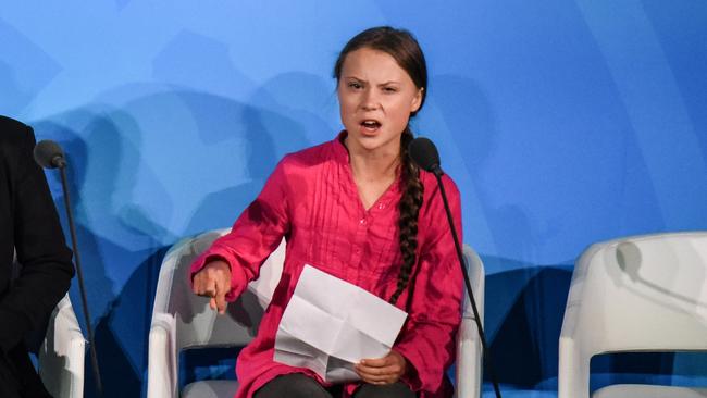 Greta Thunberg speaks at the Climate Action Summit at the UN last month. Picture: Stephanie Keith/Getty Images/AFP