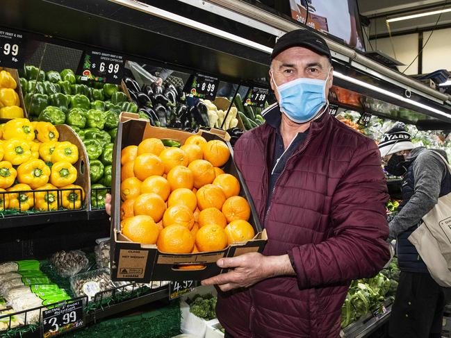 Sherif Balla  a Fruit and Veg grocery at his South Melbourne Market. Picture: Sarah Matray