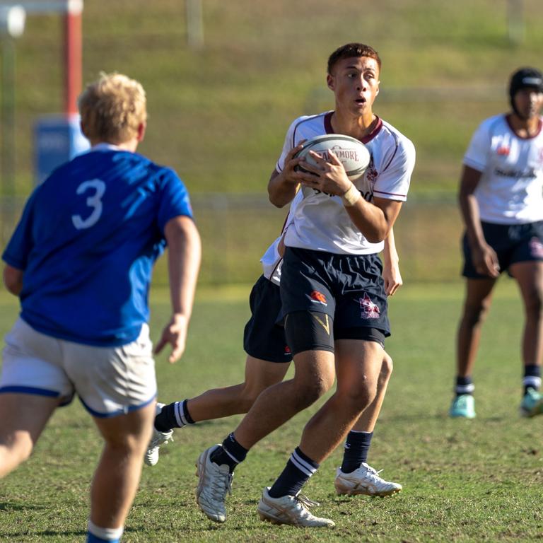 Mobile No.8 Murrie Herrman was impressive for Brisbane White. Action from the Queensland Country, Brisbane White Under-14s match. Picture credit: QRU Media/ Anthony Wingard.