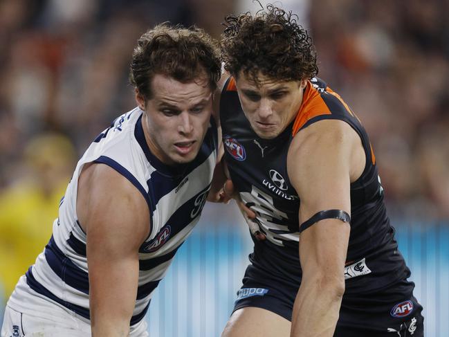 Jake Kolodjashnij has the daunting task of Charlie Curnow against Carlton. Picture: Michael Klein