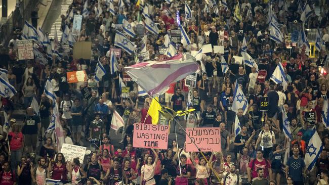 Protesters in Tel Aviv this week repeated their calls for a ceasefire in the war in Gaza. Picture: Amir Levy/Getty Images