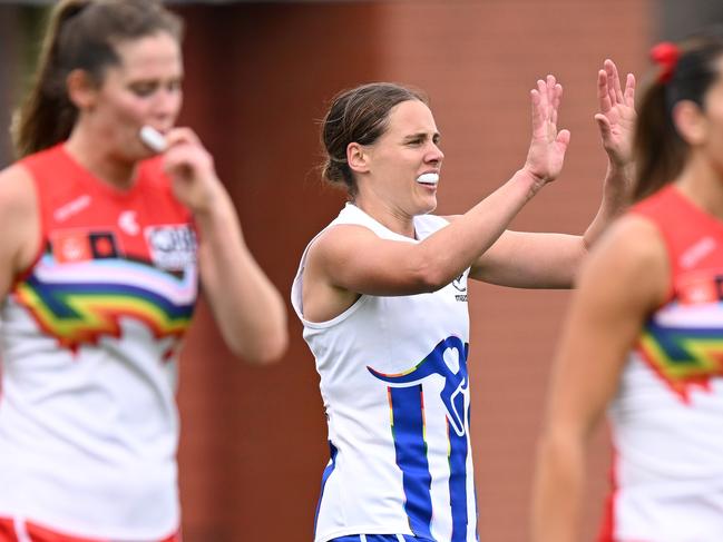 Jasmine Garner starred again for the Roos. Picture: Steve Bell/AFL Photos/via Getty Images.