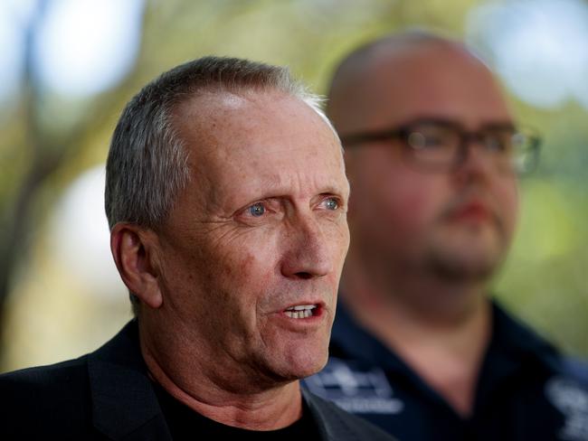 SYDNEY, AUSTRALIA - NewsWire Photos DECEMBER 20, 2024: RTBU NSW President Craig Turner during a press conference on Friday in response to threats to cancel Sydney's NYE fireworks. Picture: NewsWire / Nikki Short