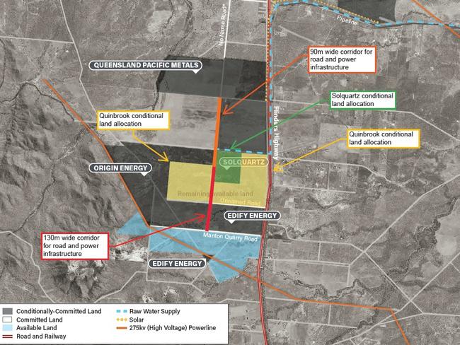 Location of Quinbrook's conditional land allocation at the Lansdown Eco-Industrial Precinct. Picture: TCC.