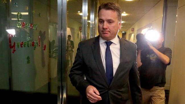 25/12/2015: Minister Jamie Briggs holds a press conference to announce his resignation from the Turnbull Government frontbench over a late-night incident involving a female public servant in a Hong Kong bar during an official visit last month. . Kelly Barnes/The Australian