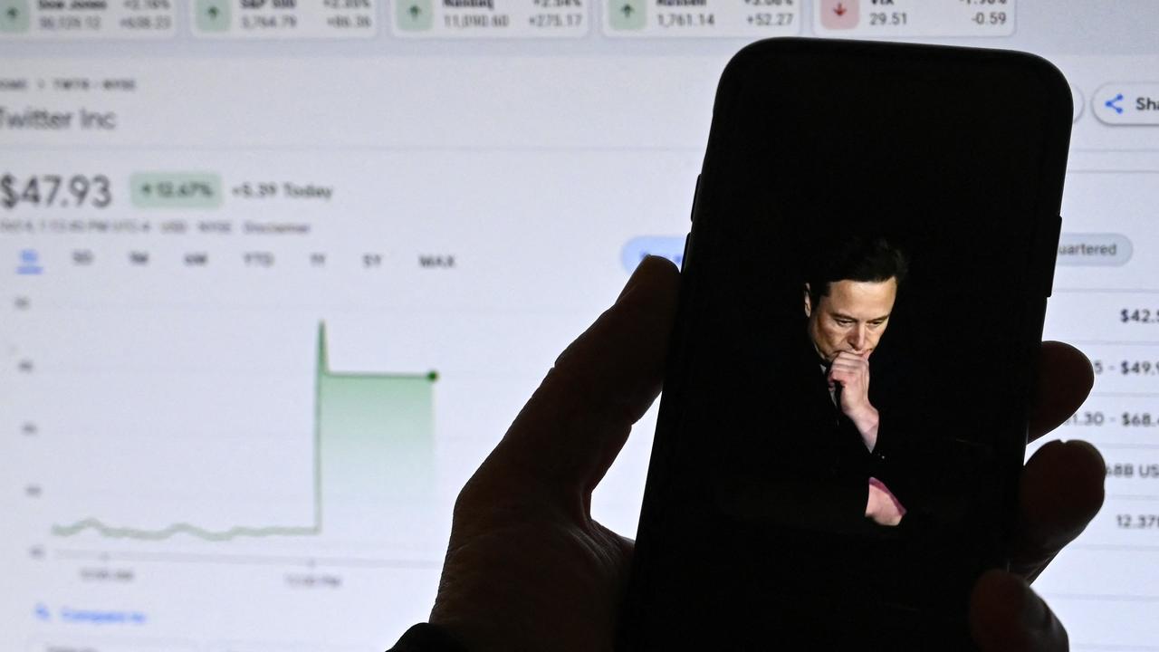 Elon Musk offering to push through with his buyout of Twitter prompted a surge in the share price of the social network that triggered a suspension of trading. Picture: Olivier Douliery/AFP