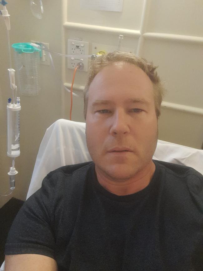 Luke Crowley recovering in Hobart Private Hospital.