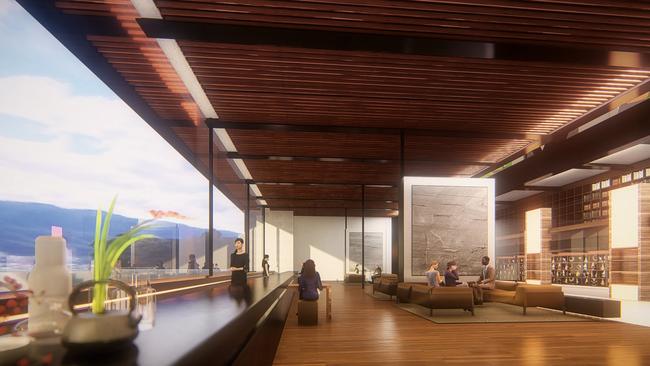 An artist’s impression of the foyer of Mona’s new hotel. Picture: SUPPLIED