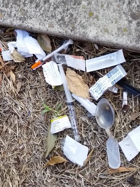 Discarded syringes and other drug litter on the streets of Abbotsford near Victoria St. Picture: Supplied