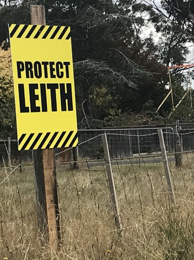 Signs at Leith as locals protest against plans for a highway flyover that would result in their houses being compulsorily acquired. Picture: HELEN KEMPTON