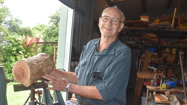 Whitsunday long-time resident Wyn Radke has opened the doors of his shed to share his passion for wood-turning. Picture: Estelle Sanchez