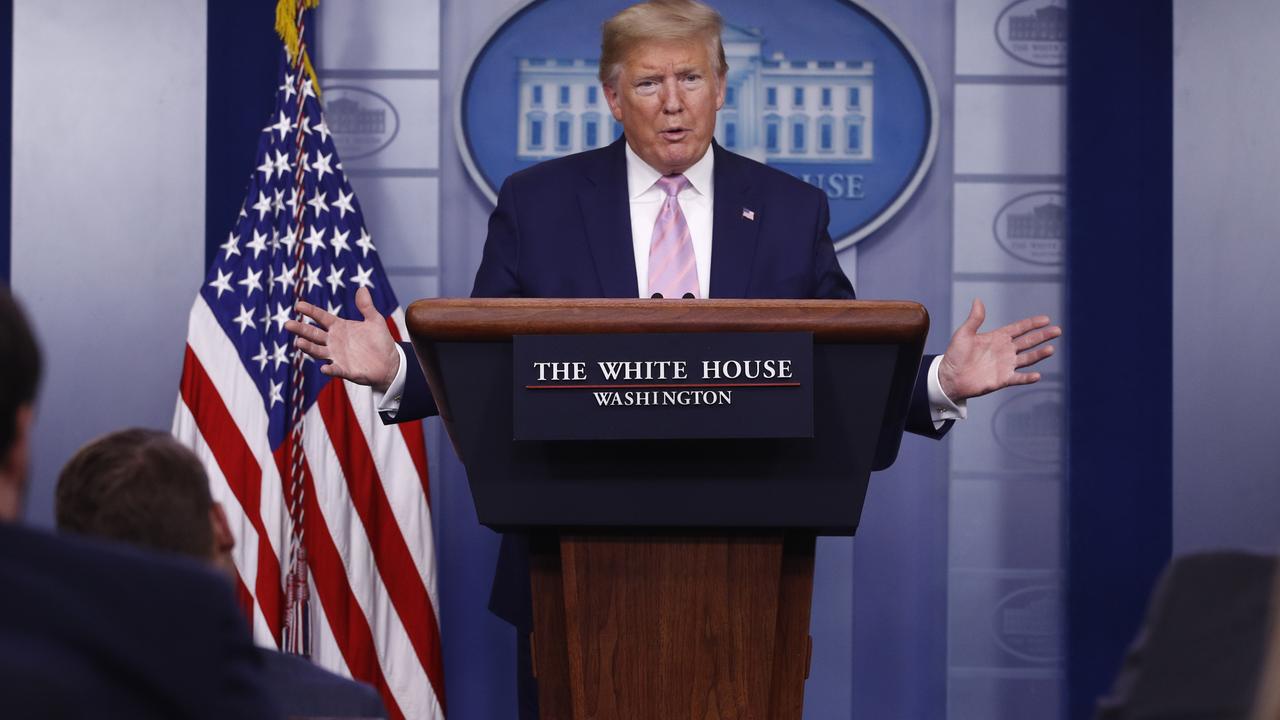 President Donald Trump speaks during a coronavirus task force briefing at the White House, Saturday, April 4, 2020, in Washington. Picture: AP Photo