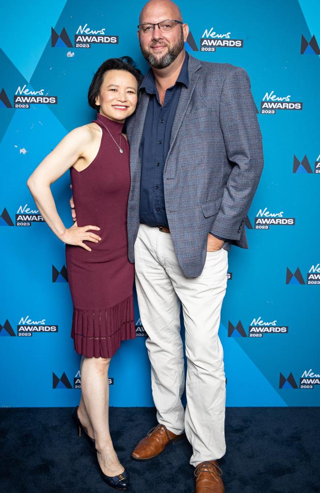 Dogged advocates for freedom … Cheng Lei with her partner Nick Coyle at her first major event since being released: News Corportation’s News Awards in November, 2023. Coyle lobbied for Lei’s release; now she is doing the same for other detainees.