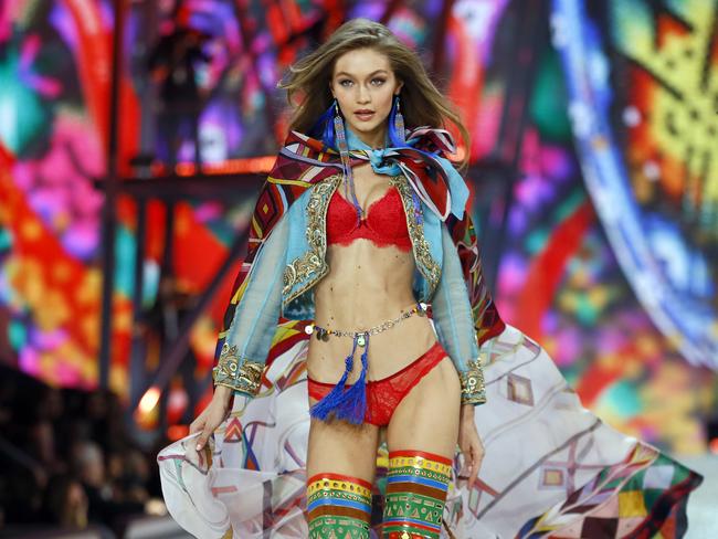 Gigi Hadid walks the runway during the 2016 Victoria’s Secret Fashion Show on November 30, 2016 in Paris, France. Picture: AP