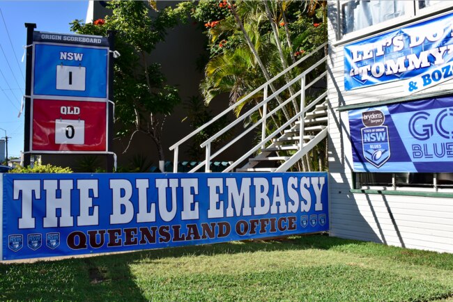 The blues supporter even has a scoreboard out front. Picture: Isabella Magee