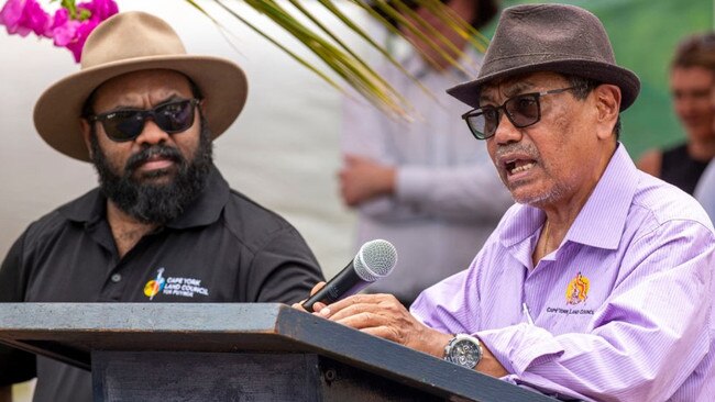 Chief executive officer of the Cape York Land Council Dion Creek and chair Richie Ah Mat. Picture: CYLC