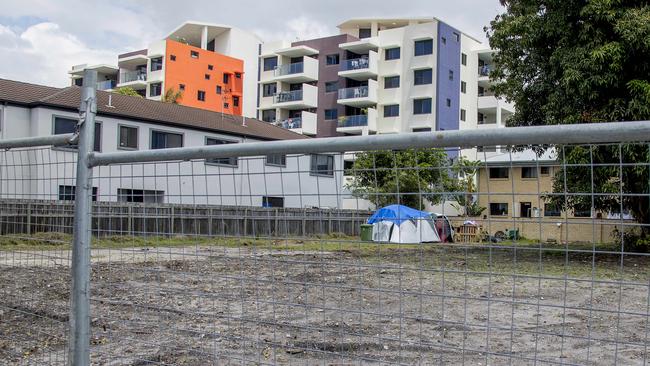 The tent is set up at the back corner of the property. Picture: Jerad Williams