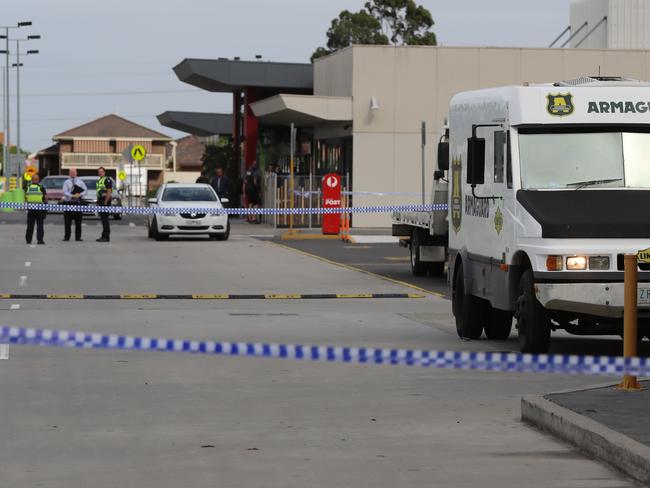 The scene of the armed robbery on an Armaguard Van at Waverley Gardens. Picture: Alex Coppel.