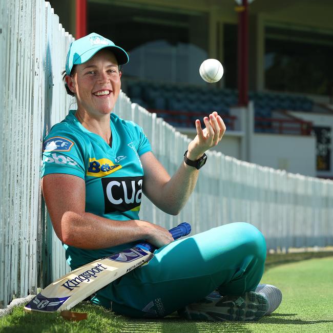 Brisbane Heat player Grace Harris before training yesterday at Allan Border field. Photographer: Liam Kidston.