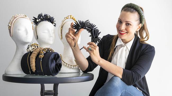 Melbourne-based milliner Natalie Bikicki says a return to in-person shopping will boost her bottom line. Picture: Aaron Francis