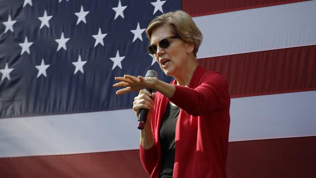 Democratic presidential candidate Elizabeth Warren at a rally in New Hamsphire. Picture: AP