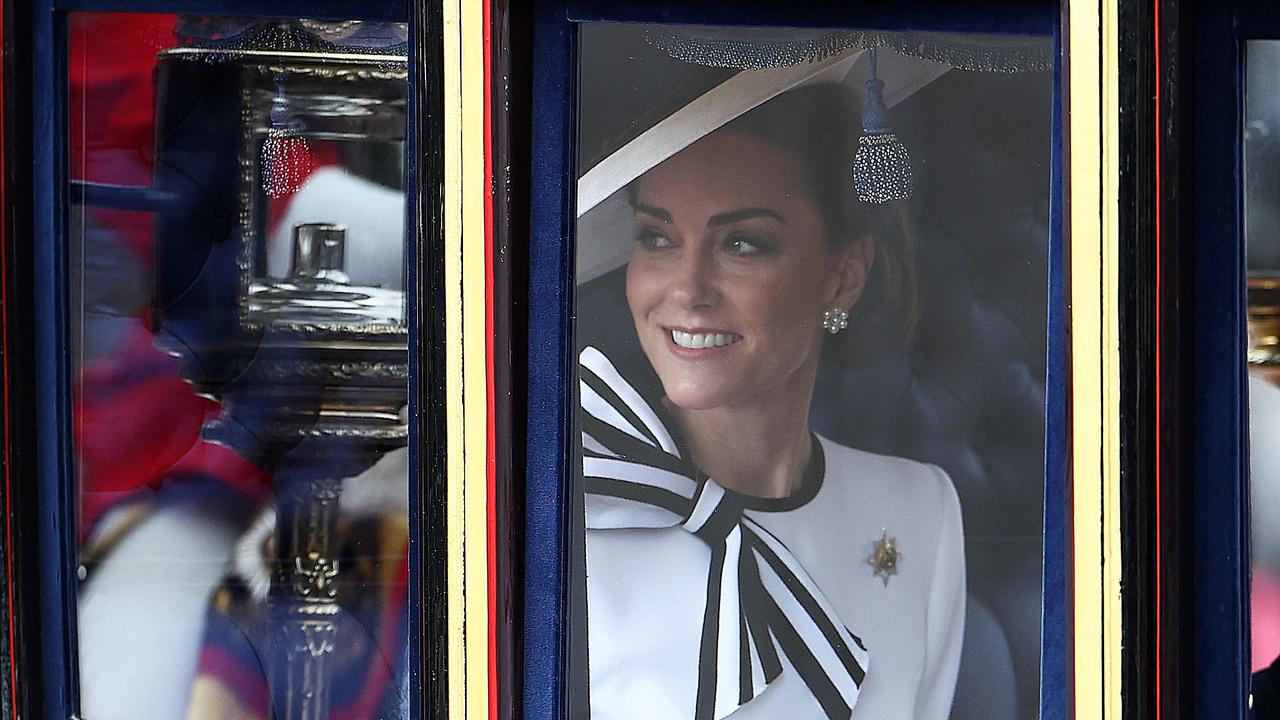 Catherine, Princess of Wales, smiles on her way to the King's Birthday Parade Trooping the Colour in London. Picture: Henry Nicholls/AFP