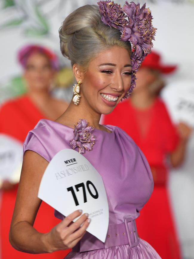 A Fashions on the Field hopeful puts her best foot forward. Picture: AAP Image/James Ross