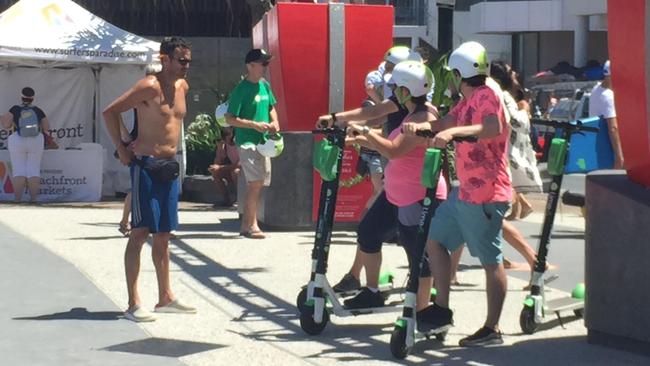 Lime scooters have been set up around Surfers Paradise today.