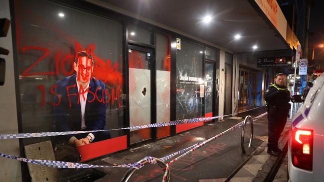 Mr Burns’ office in St Kilda was damaged on June 19. Picture: NewsWire / David Crosling