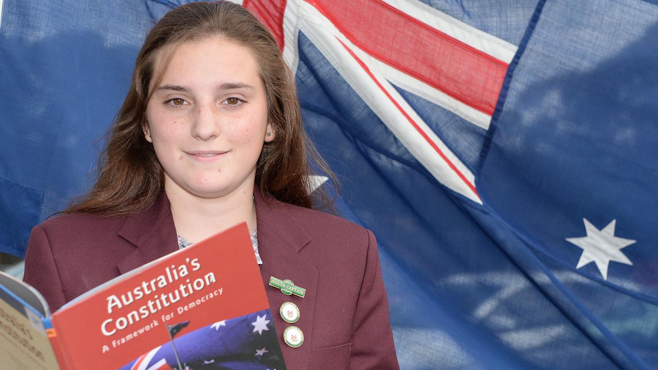 Sunbury College student Natasha Pedersoli was one of 120 Year 11 and 12 students selected to participate in the 21st National Schools Constitutional Convention at the Museum of Australian Democracy at Old Parliament House in Canberra in 2016. Picture: Dennis Manktelow