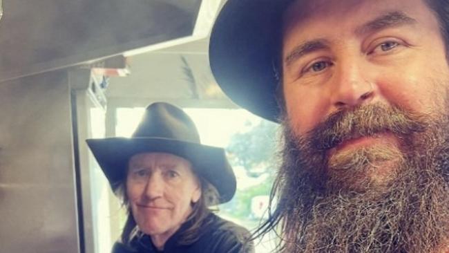 Tony Meaney and son Joel Meaney in the food truck at Dad and Dave’s Brewing. Picture: Supplied