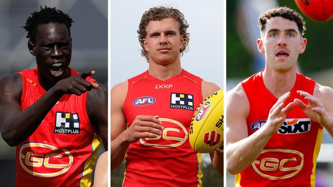 Gold Coast Suns Mac Andrew / Jed Walter / and Sam Flanders.