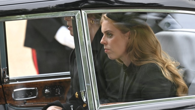 Princess Beatrice and Eugenie appear to exit Westminster Abbey