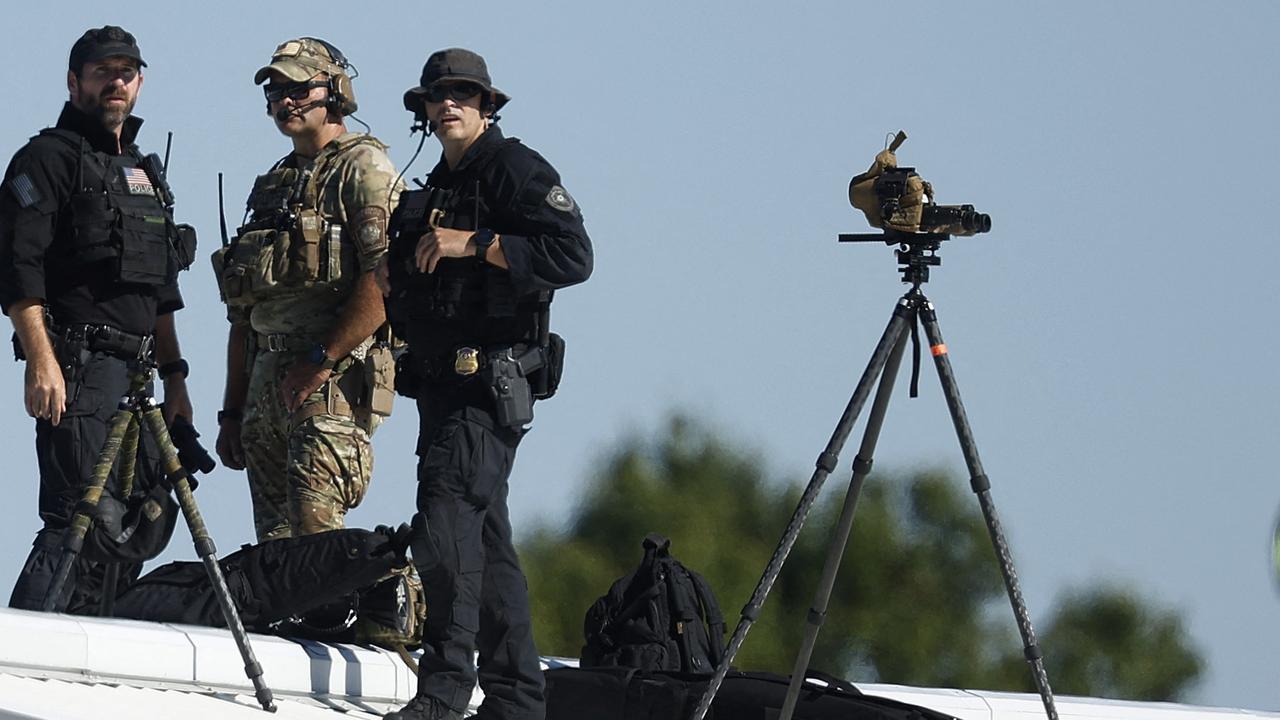 U.S. Secret Service counter snipers are on guard during the rally. Picture: Kevin Dietsch / Getty Images via AFP