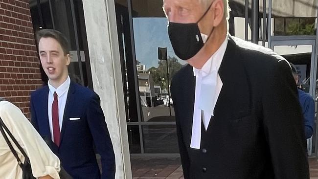 Jack Bannerman (left) is on trial at Downing Centre for the alleged sexual assault of a fellow cadet at Holsworthy Defence Barracks. Pictured here leaving Campbelltown Court on May 2, 2022. Picture: Annie Lewis