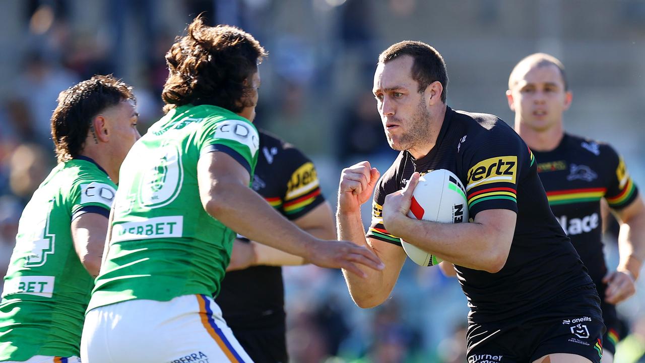 CANBERRA, AUSTRALIA - AUGUST 24: Isaah Yeo of the Panthers in action during the round 25 NRL match between Canberra Raiders and Penrith Panthers at GIO Stadium, on August 24, 2024, in Canberra, Australia. (Photo by Mark Nolan/Getty Images)