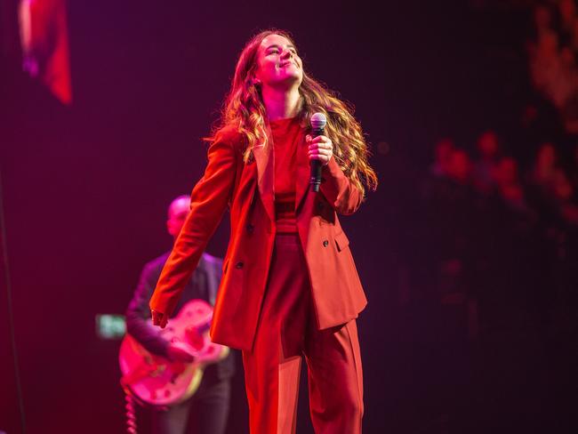 Mia Wray performs at Michael Gudinski's State Memorial Service. Picture: Mushroom Creative House