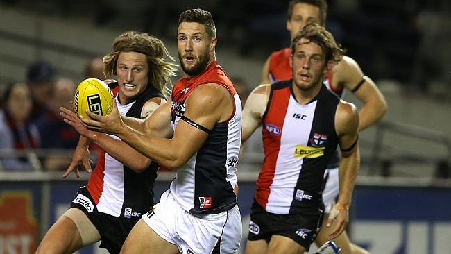 Melbourne defender James Frawley in action. Picture: Wayne Ludbey